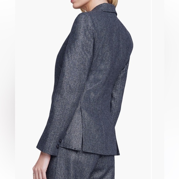 L'AGENCE Chamberlain Wool Blend Herringbone Blazer grey gray Women’s size‎ 8 NWT - Picture 2 of 6